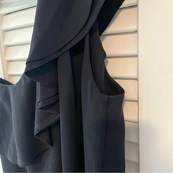 Theory Asymmetrical, One-shoulder Silk Blouse with Ruffle - Picture 6 of 12